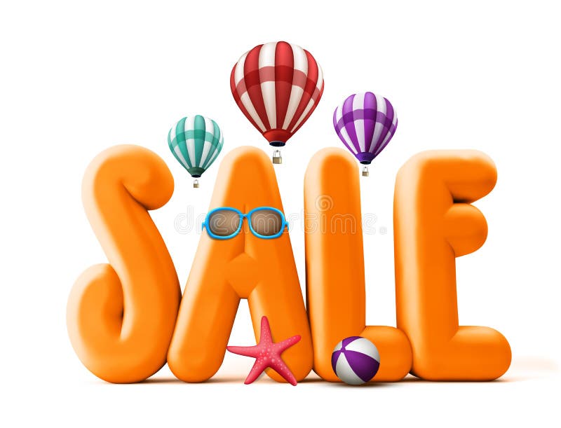 3d titlu de cuvânt de vânzare portocaliu pentru promovări de vară vector illustration