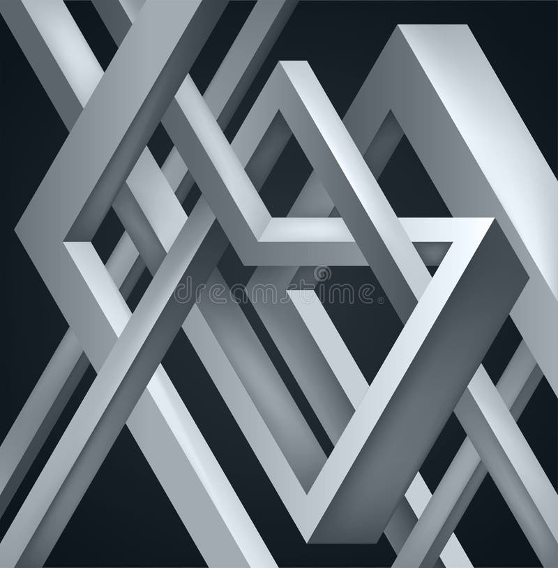 3D torció la composición de formas abstractas Las formas desconciertan Construcción irreal del vector en fondo oscuro stock de ilustración 3D torció la composición de formas abstractas Las formas desconciertan Construcción irreal del vector en fondo oscuro stock de ilustración