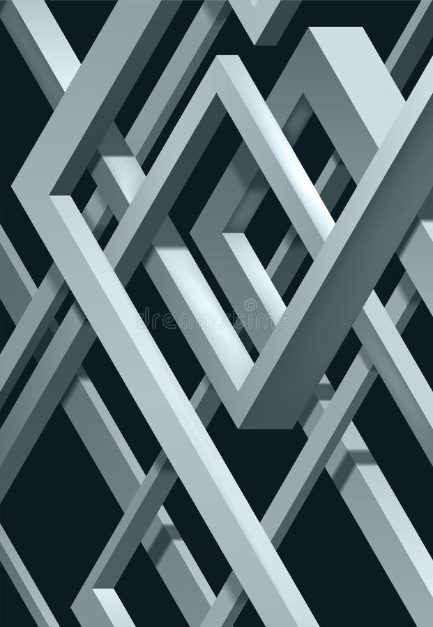 3D torció la composición de las formas abstractas del plexo Formas del laberinto Construcción irreal del vector en fondo oscuro libre illustration 3D torció la composición de las formas abstractas del plexo Formas del laberinto Construcción irreal del vector en fondo oscuro libre illustration