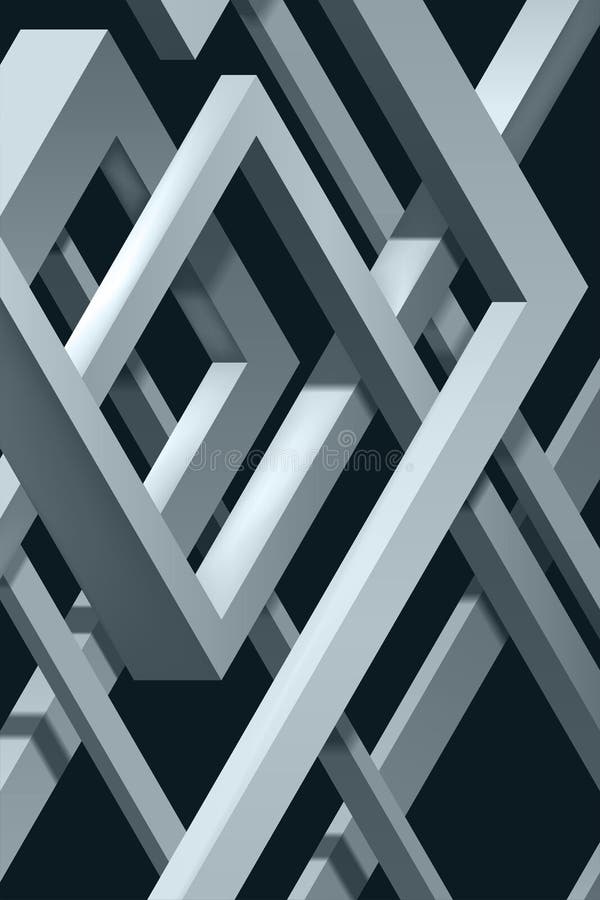 3D torció la composición de las formas abstractas del plexo Formas del laberinto Construcción irreal del vector en fondo oscuro ilustración del vector 3D torció la composición de las formas abstractas del plexo Formas del laberinto Construcción irreal del vector en fondo oscuro ilustración del vector