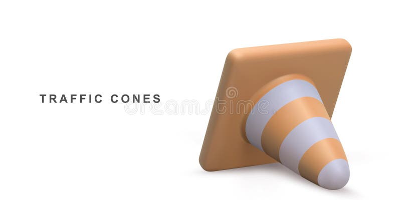 3d traffic cone isolated on white background. Vector illustration royalty free illustration