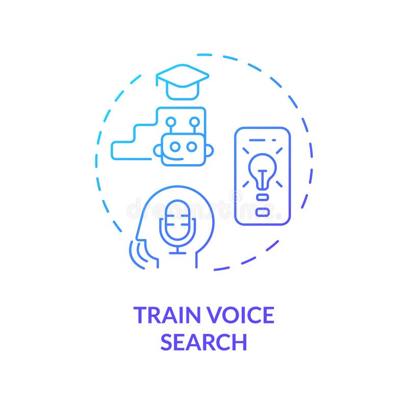 Concept pictogramă gradient de căutare a vocii pentru tren 2d stock illustration