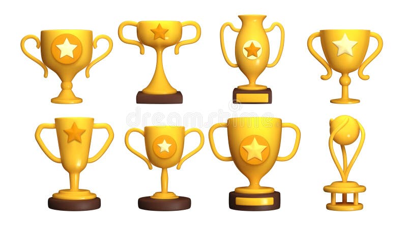3D-Trophäe. Gewinner des Preises Goblet oder Turnier Champion Fußball Platz. Gewinnspiel. Render lizenzfreie abbildung