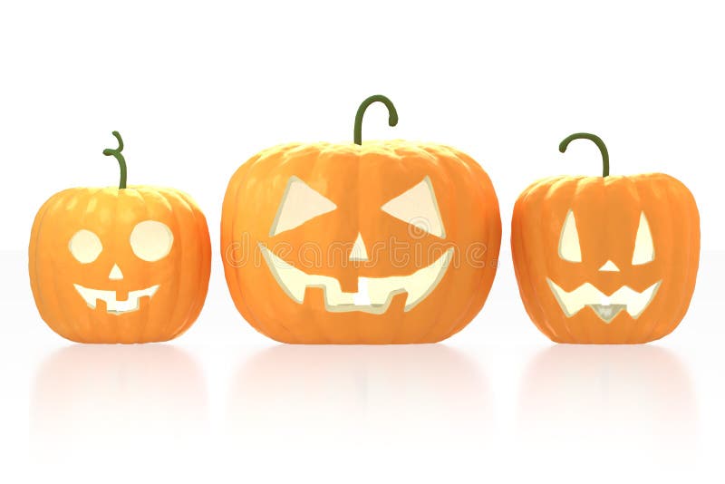 3D trzy Halloweenowe banie - lampiony na białym tle ilustracji 3D trzy Halloweenowe banie - lampiony na białym tle ilustracji