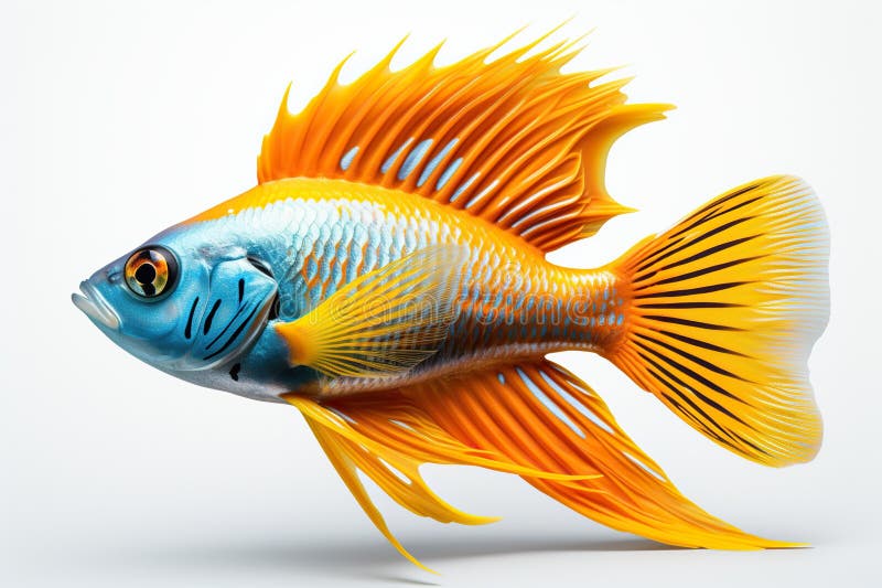 3d Utgivning av gult och blått siamesiskt fiskgenerativt ai generativ ai royaltyfri illustrationer