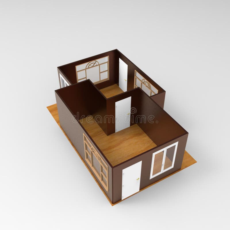 3D van huis het ruimte teruggeven royalty-vrije illustratie 3D van huis het ruimte teruggeven royalty-vrije illustratie