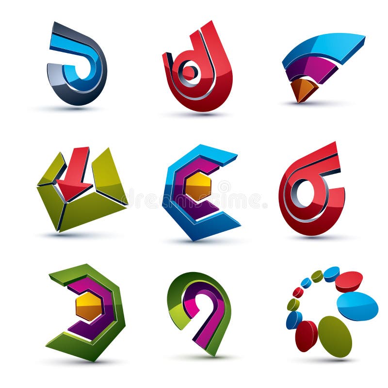 3d Vector Abstract Shapes, Different Business Icons and Design E Stock ...