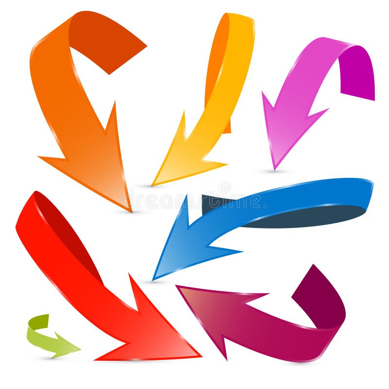 3D Vector Colorful Arrows Set
