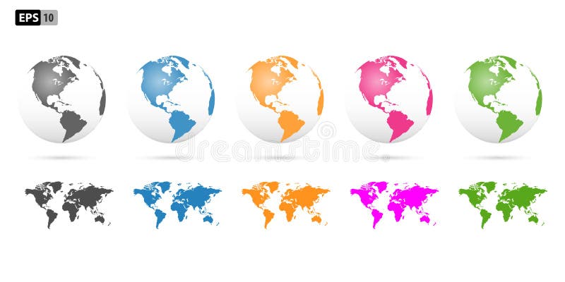 3D Vector Globes met gekleurde World Maps stock illustratie 3D Vector Globes met gekleurde World Maps stock illustratie