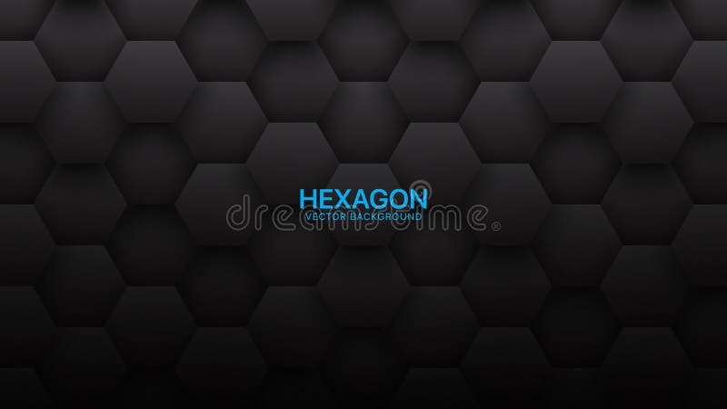 3D Vector Hexagon Tech Structure Abstract Black Background stock illustration