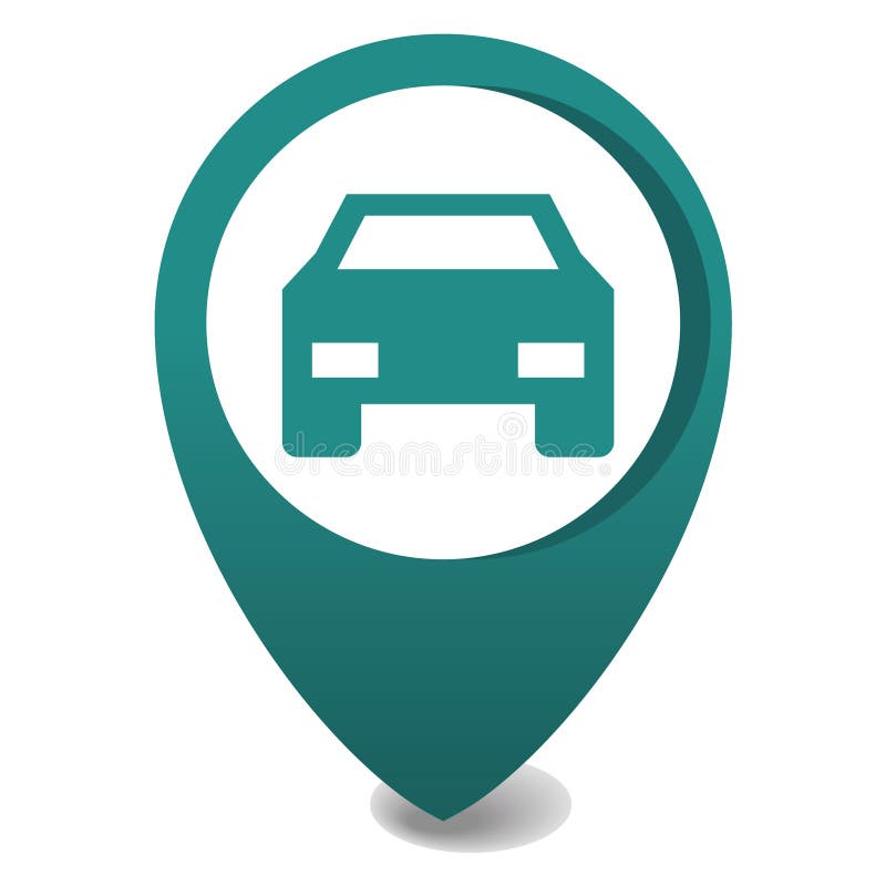 3d vector pin location in green, gps icon, parking car stock illustration