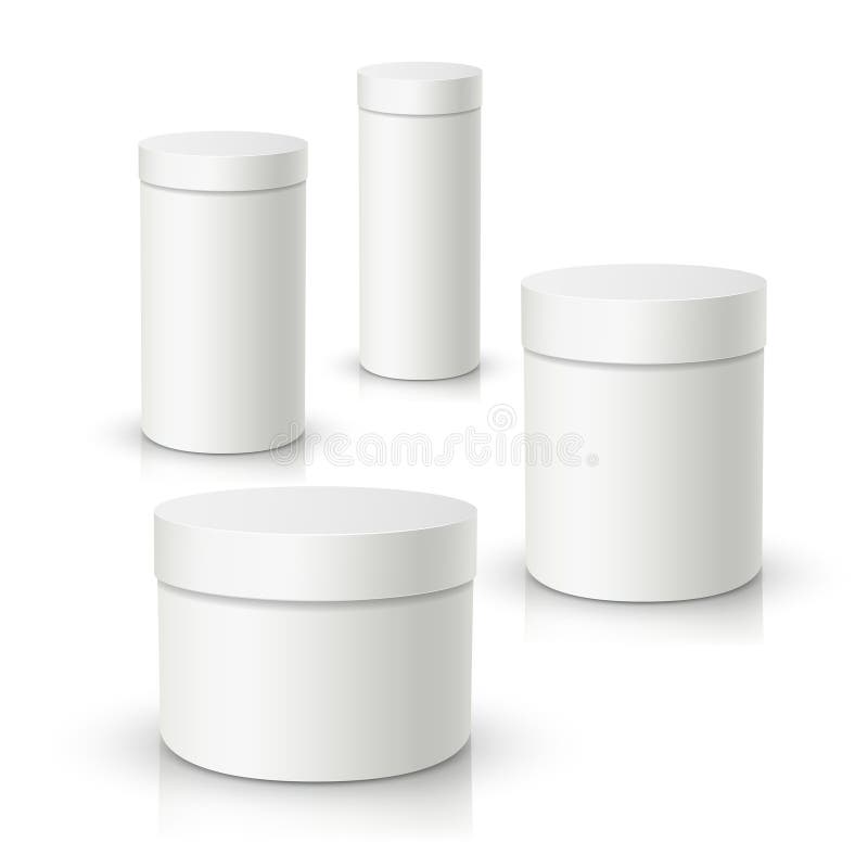 3d vector white round gift box, product package