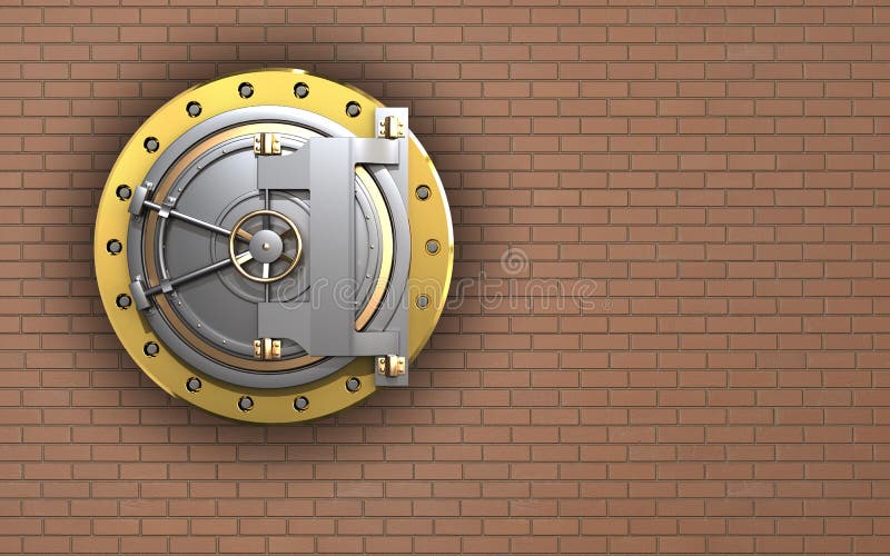3d veilige bankdeur vector illustratie