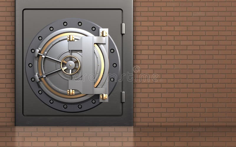 3d veilige bankdeur vector illustratie