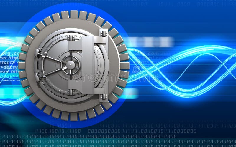 3d veilige deur van de staalbank royalty-vrije illustratie