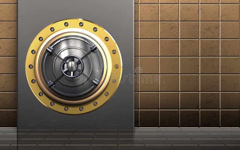 3d veilige gesloten bankdeur vector illustratie