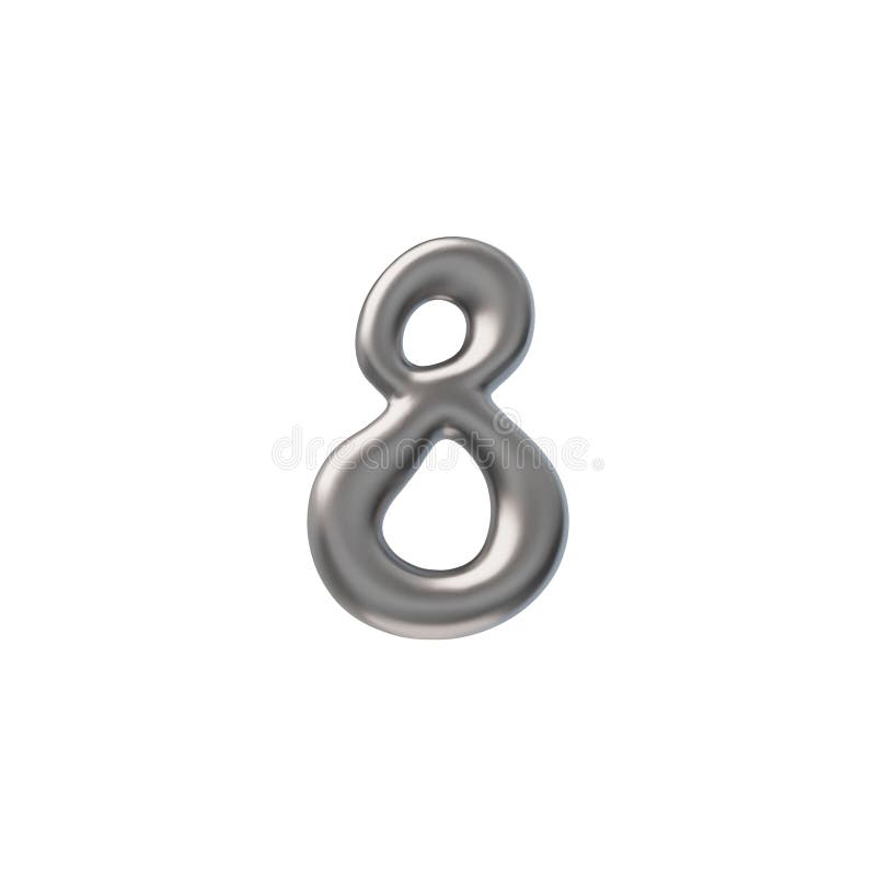3d Vektor Nummer 8 im Stil von flüssigem Metall auf weißem Hintergrund. vektor abbildung