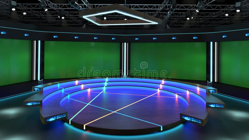 3d Virtual News Studio Green Screen Background Stock Illustration ...