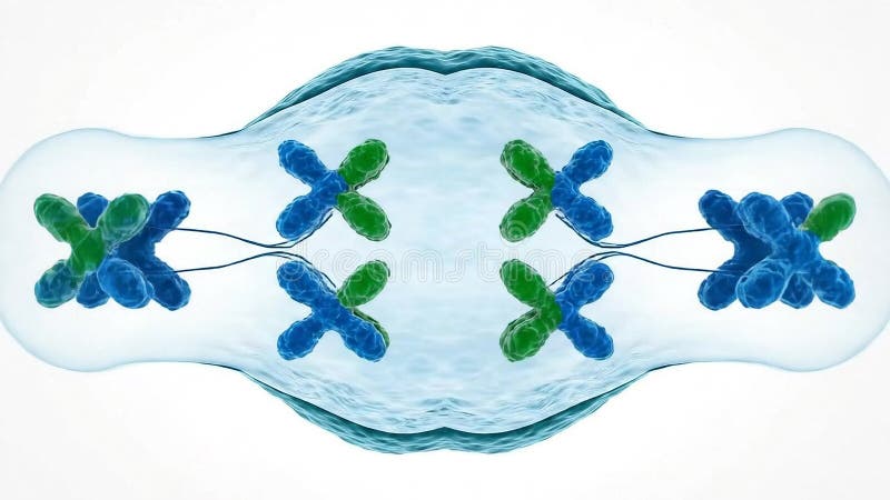 Telophase Stage in Cell Division with Separated Chromosomes Visualization Against a Bright White Backdrop for Medical and vector illustration