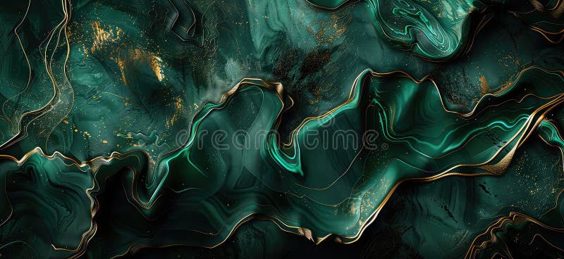 3d Wallpaper abstrate water color emerald green gold marble royaltyfri fotografi