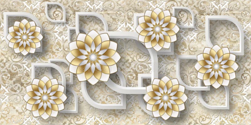 3D wallpaper background, High quality rendering decorative mural wallpaper vector illustration