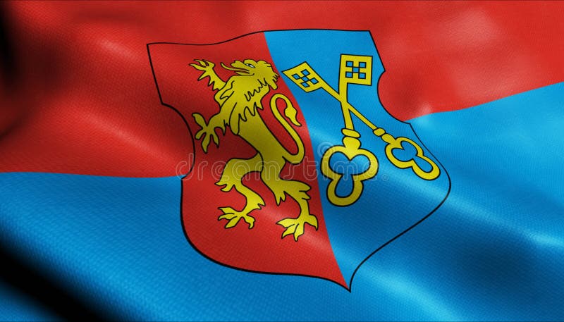 3D Waving Belarus City Flag of Slonim Closeup View Stock Illustration ...