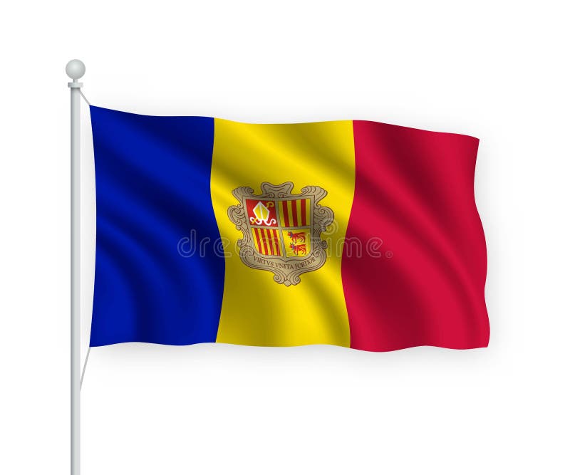 3d waving flag Andorra Isolated on white background royalty free illustration