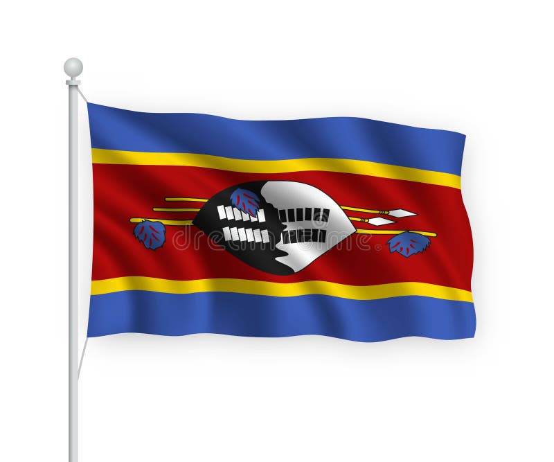 3d waving flag Eswatini Isolated on white background royalty free illustration