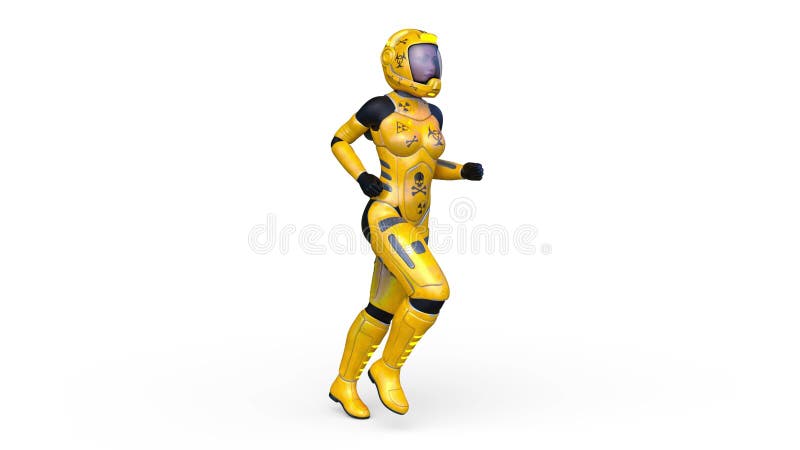 3D-weergave van een rennende cybervrouw vector illustratie