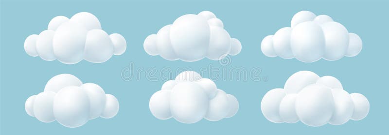 3d weiße Wolken isoliert auf blauem Hintergrund. machen weiche runde Cartoon flauschige Wolken Symbol. vektor abbildung