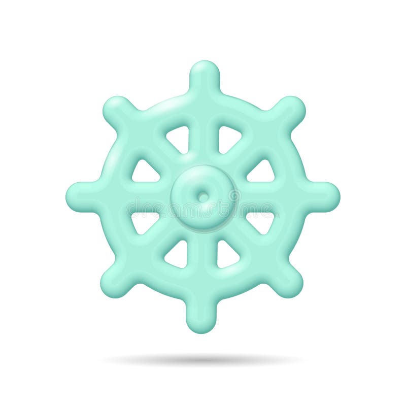 3D wheel helm render icon computer developer app concept. Business cartoon digital open source program. Data coding royalty free illustration