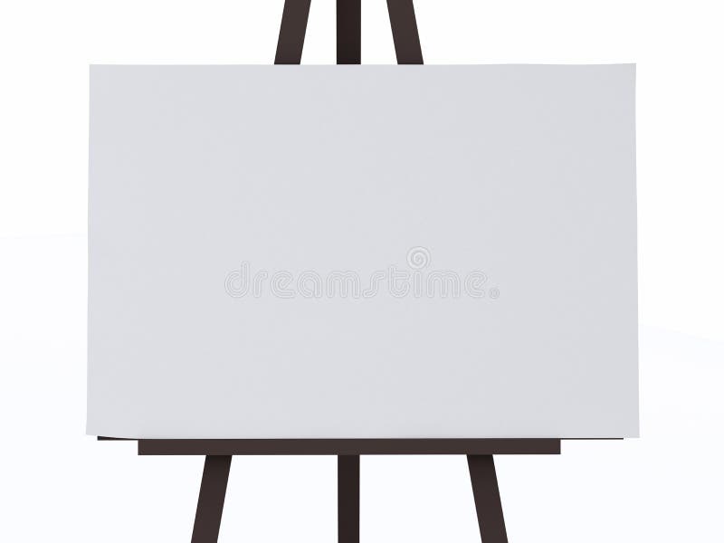 Isolated 3d Rendering Of A White Painting Canvas Stand With No