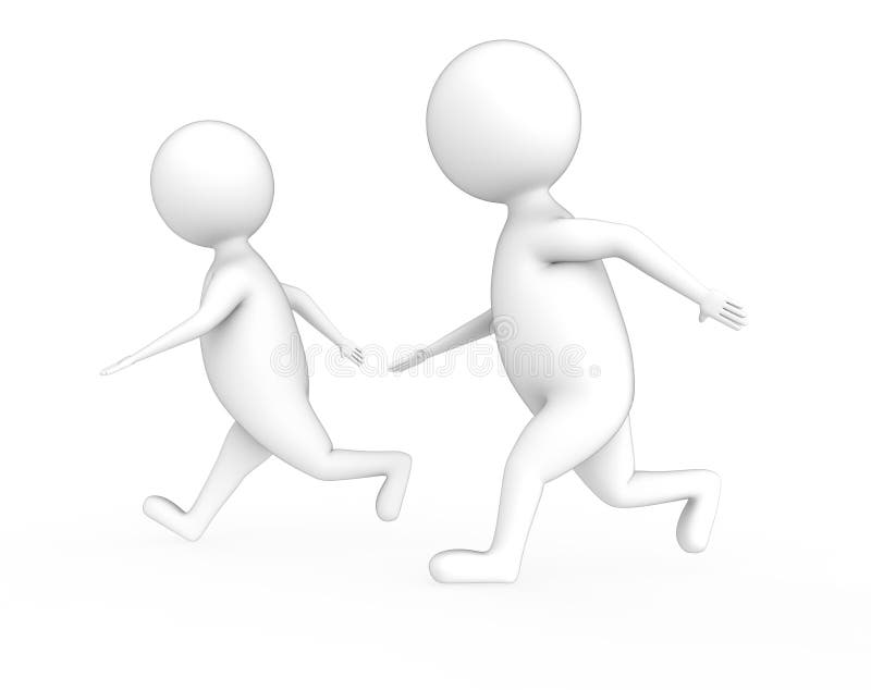 3d white characters running royalty free illustration