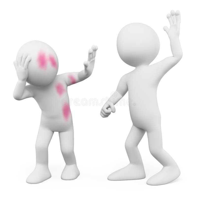 3D white people. Abuse vector illustration