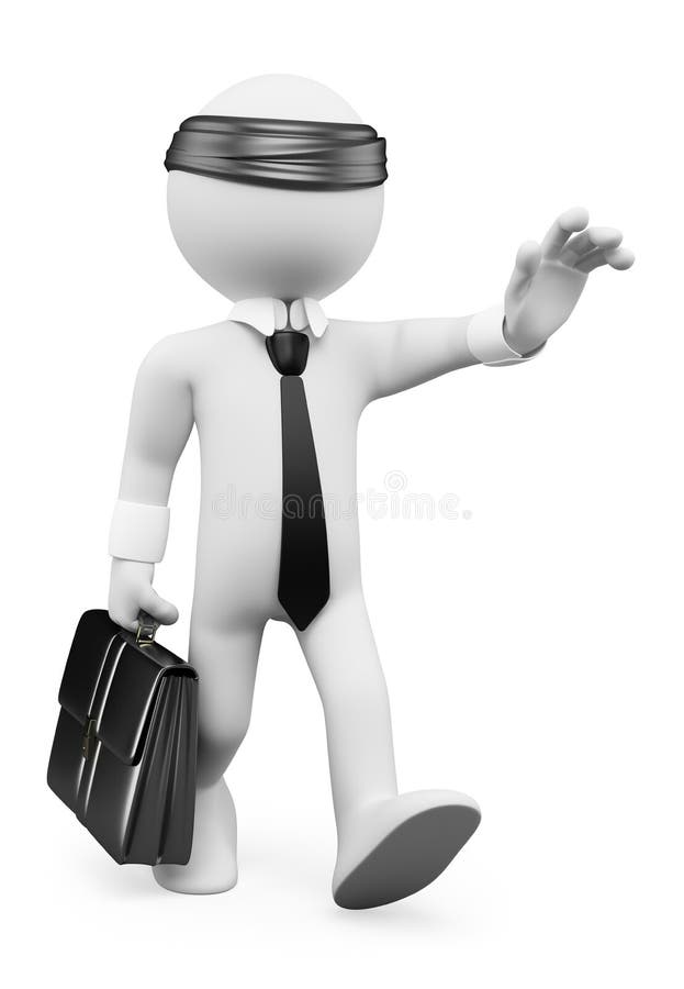 3D white people. Businessman walking blindly. Business metaphor royalty free illustration 3D white people. Businessman walking blindly. Business metaphor royalty free illustration