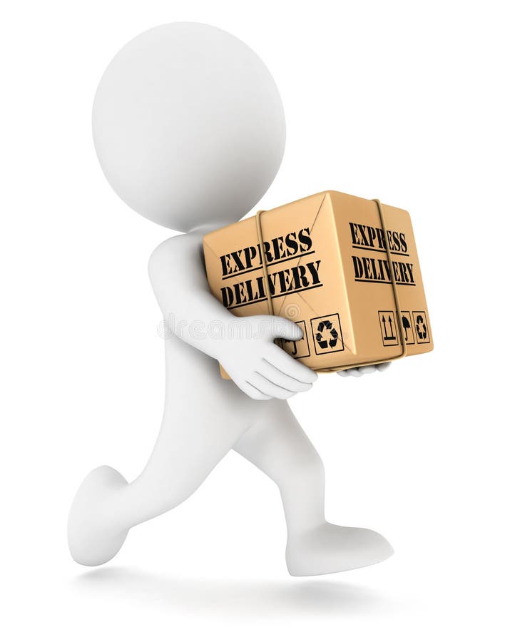 3d white people express delivery stock illustration