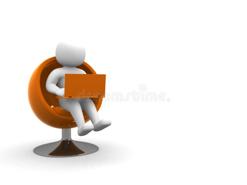 3d white people global manager seated on a chair with laptop, is royalty free illustration 3d white people global manager seated on a chair with laptop, is royalty free illustration
