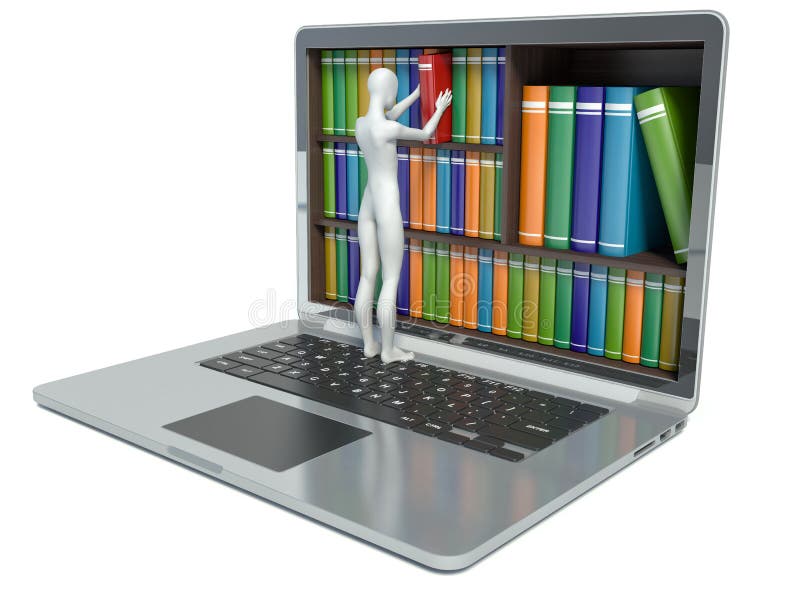 3d White People. New Technologies. Digital Library Concept Stock