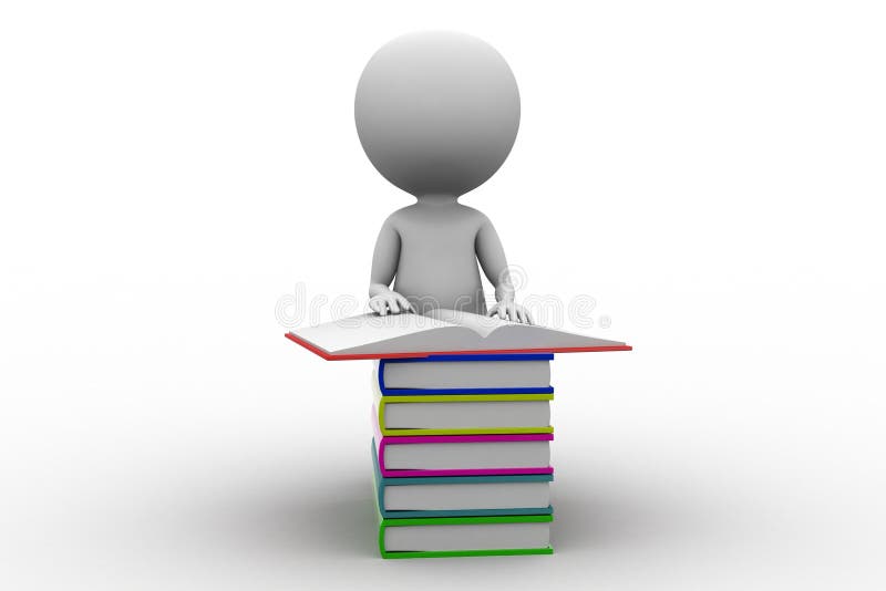 3d white people reads a book Concept royalty free illustration