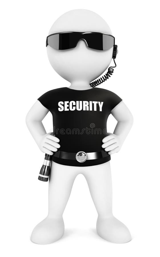 3d white people security guard