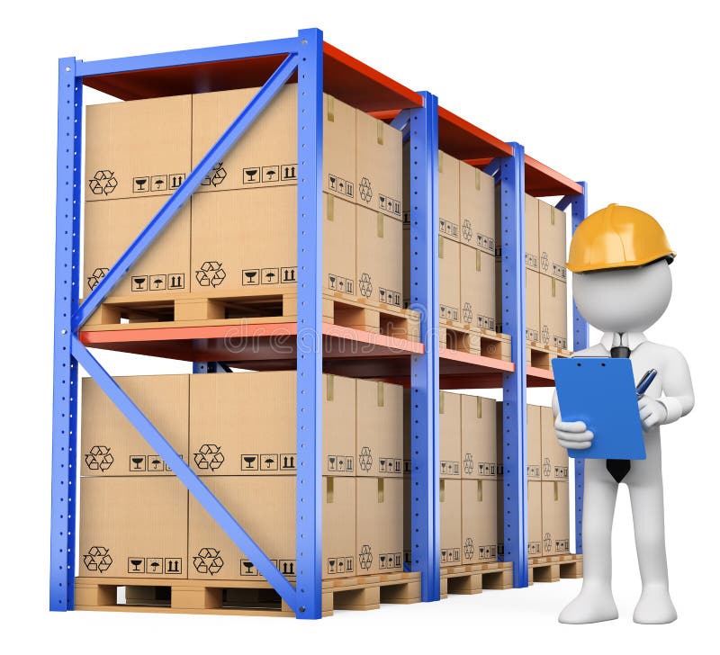 3D White People. Warehouse Manager Stock Illustration - Illustration of