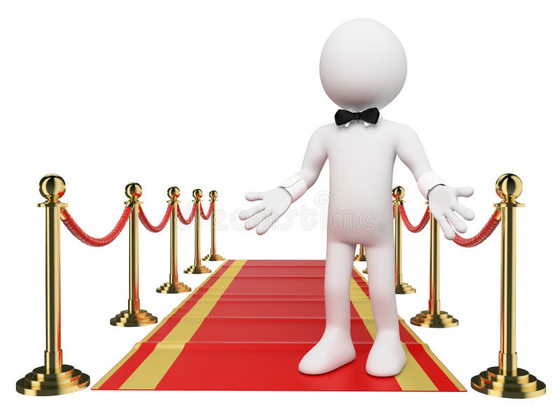 3D White People. To the Red Carpet Stock Illustration