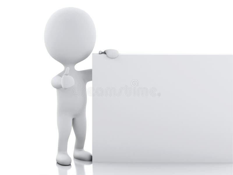 3d white person with blank board royalty free illustration