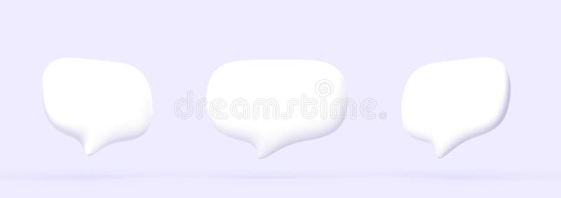 3D White speech bubbles, chat icons for text, message, dialog 3d render. Blank notification icons, empty talk boxes for vector illustration