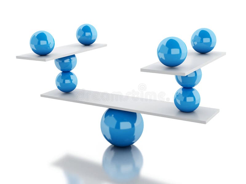 White Spheres in Equilibrium. Balance Concept Stock Illustration