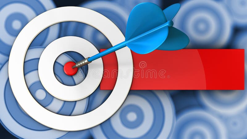 3d white taget with blue dart stock illustration