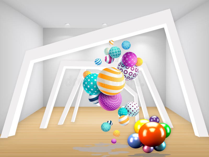 3D White Wallpaper with Grey Elements, Stock Illustration