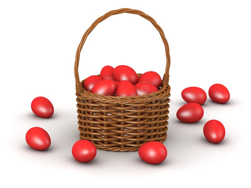 3D Wicker Basket with many Easter Eggs