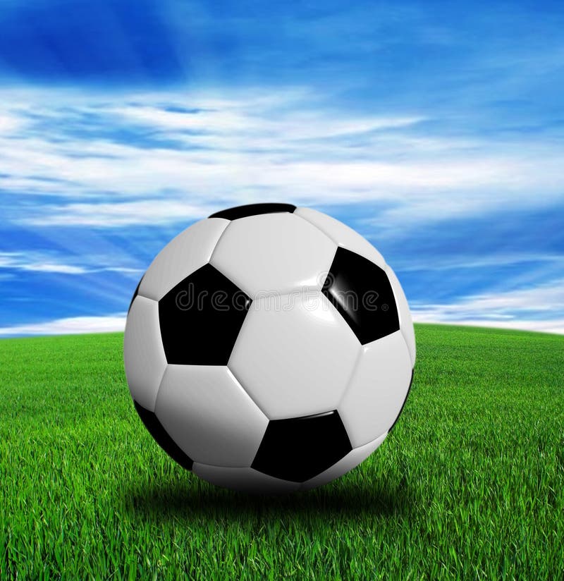 3D Wiedergabe, Fußball lokalisiert auf blauem Hintergrund lizenzfreies stockfoto 3D Wiedergabe, Fußball lokalisiert auf blauem Hintergrund lizenzfreies stockfoto
