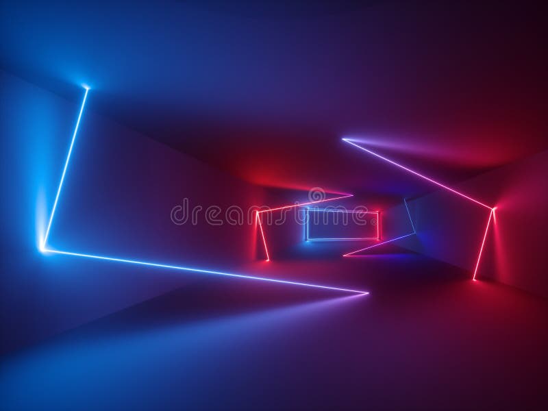 3d Wiedergabe, glühende Linien, Neonlichter, abstrakter psychedelischer Hintergrund, ultraviolette, vibrierende Farben lizenzfreie abbildung